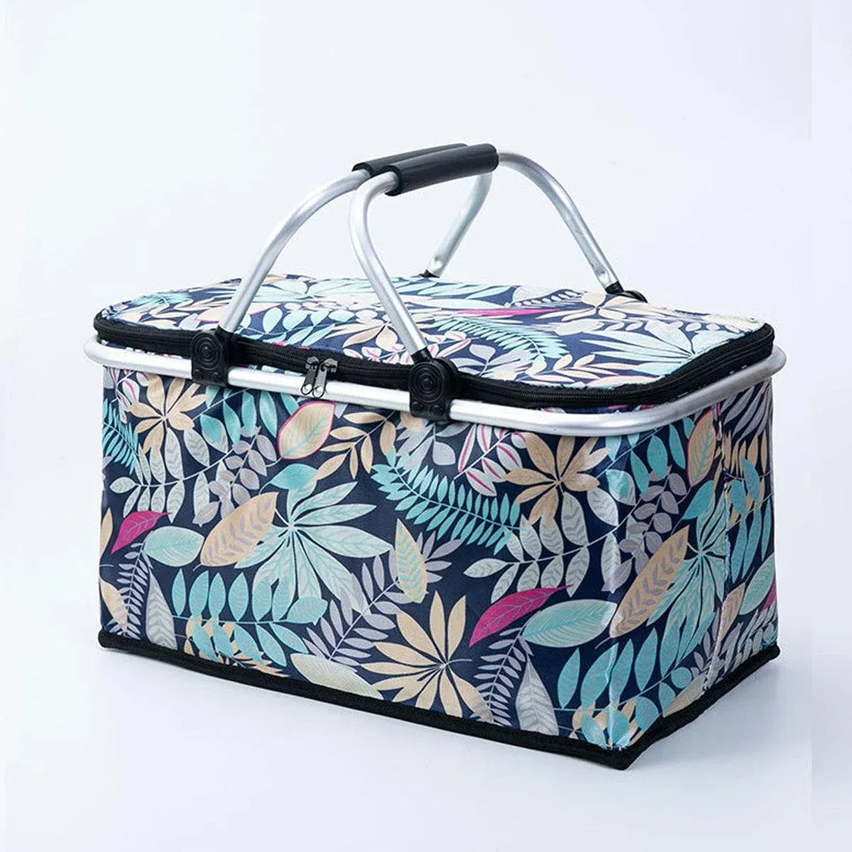 Foldable Picnic Basket Outdoor Camping Carrying Basket Portable Food Storage - Greenery