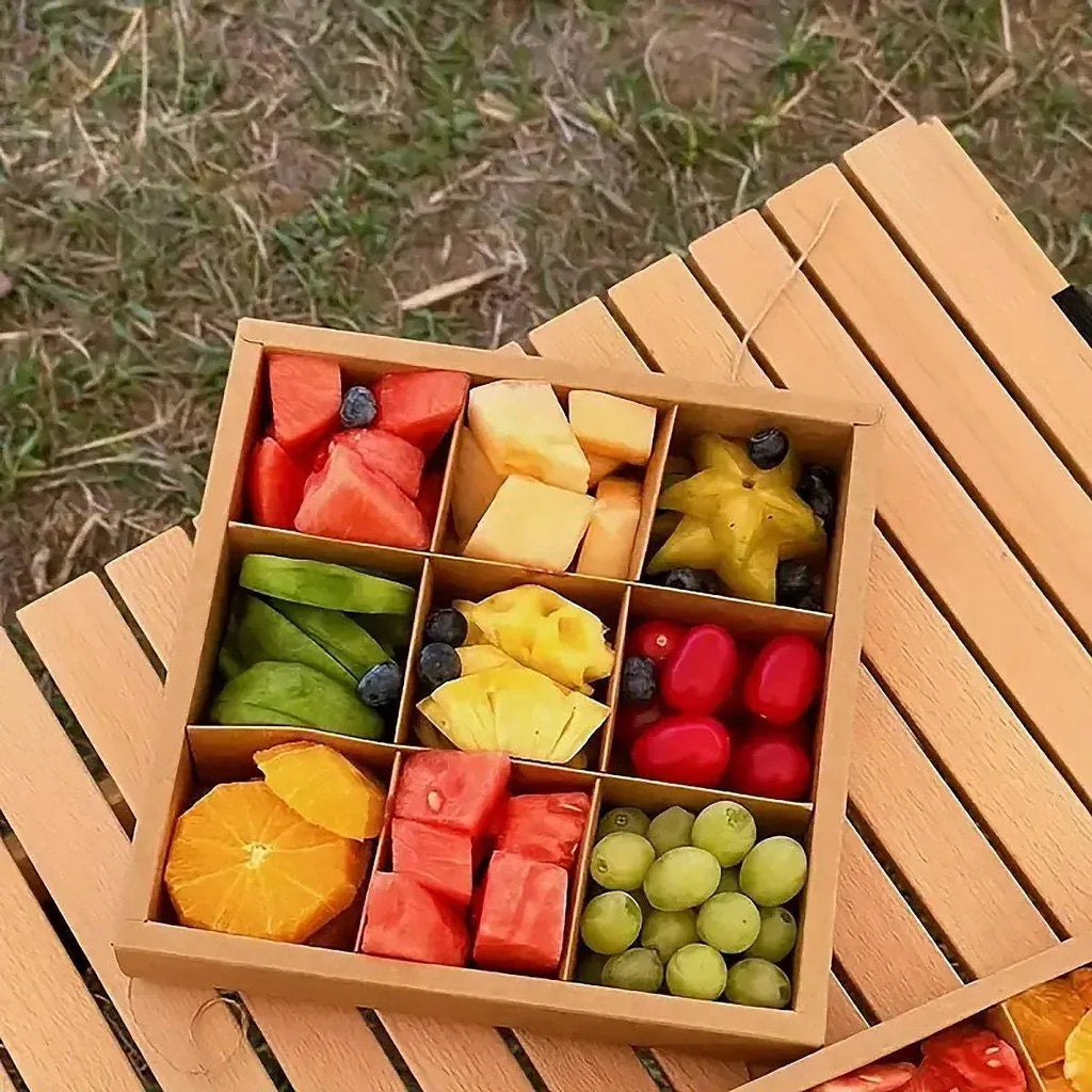 5PCS Kraft Paper Lunch Boxes Picnic Camping Food Containers Bento Sushi Packing - L-5Pcs