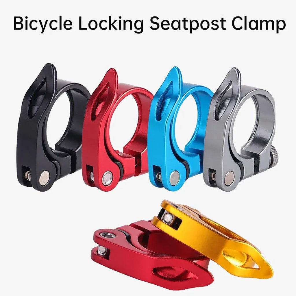 Quick Release Bicycle Seat Tube Clamp Multi Color Lever Lock Cycling Accessories - Black-3-4