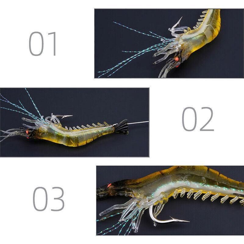 10 Pack Soft Shrimp Lures with Hooks for Bream Flathead Cod and Bass Fishing