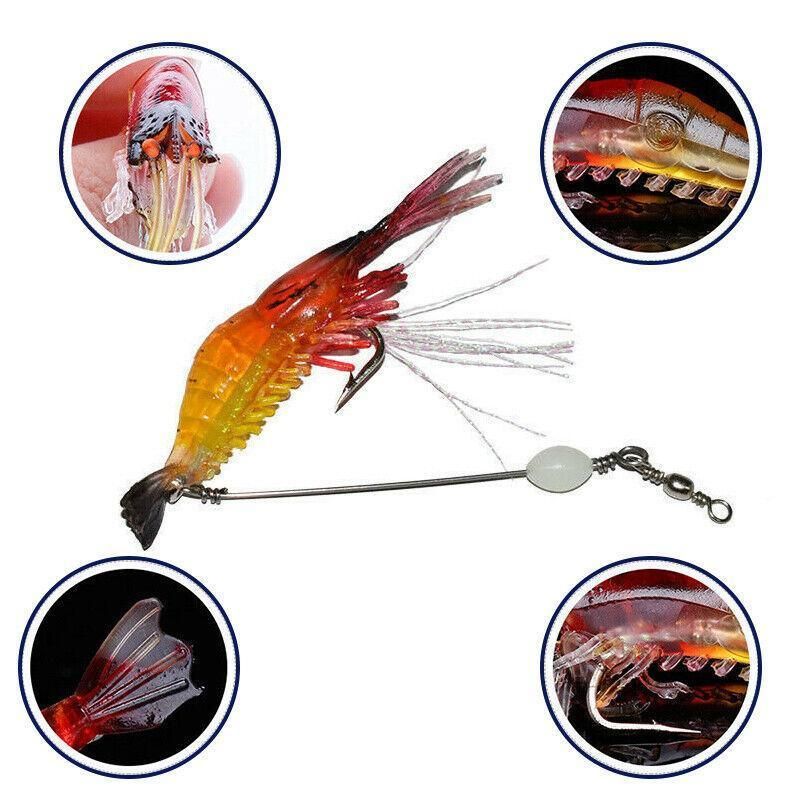 10 Pack Soft Shrimp Lures with Hooks for Bream Flathead Cod and Bass Fishing