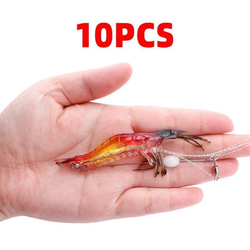 10 Pack Soft Shrimp Lures with Hooks for Bream Flathead Cod and Bass Fishing