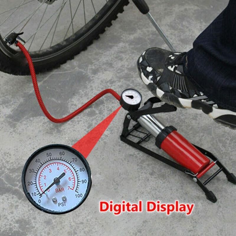High Pressure Foot Pump Bicycle Ball Motorbike Car Type Inflator Tire Air Pump