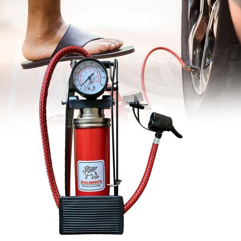 High Pressure Foot Pump Bicycle Ball Motorbike Car Type Inflator Tire Air Pump