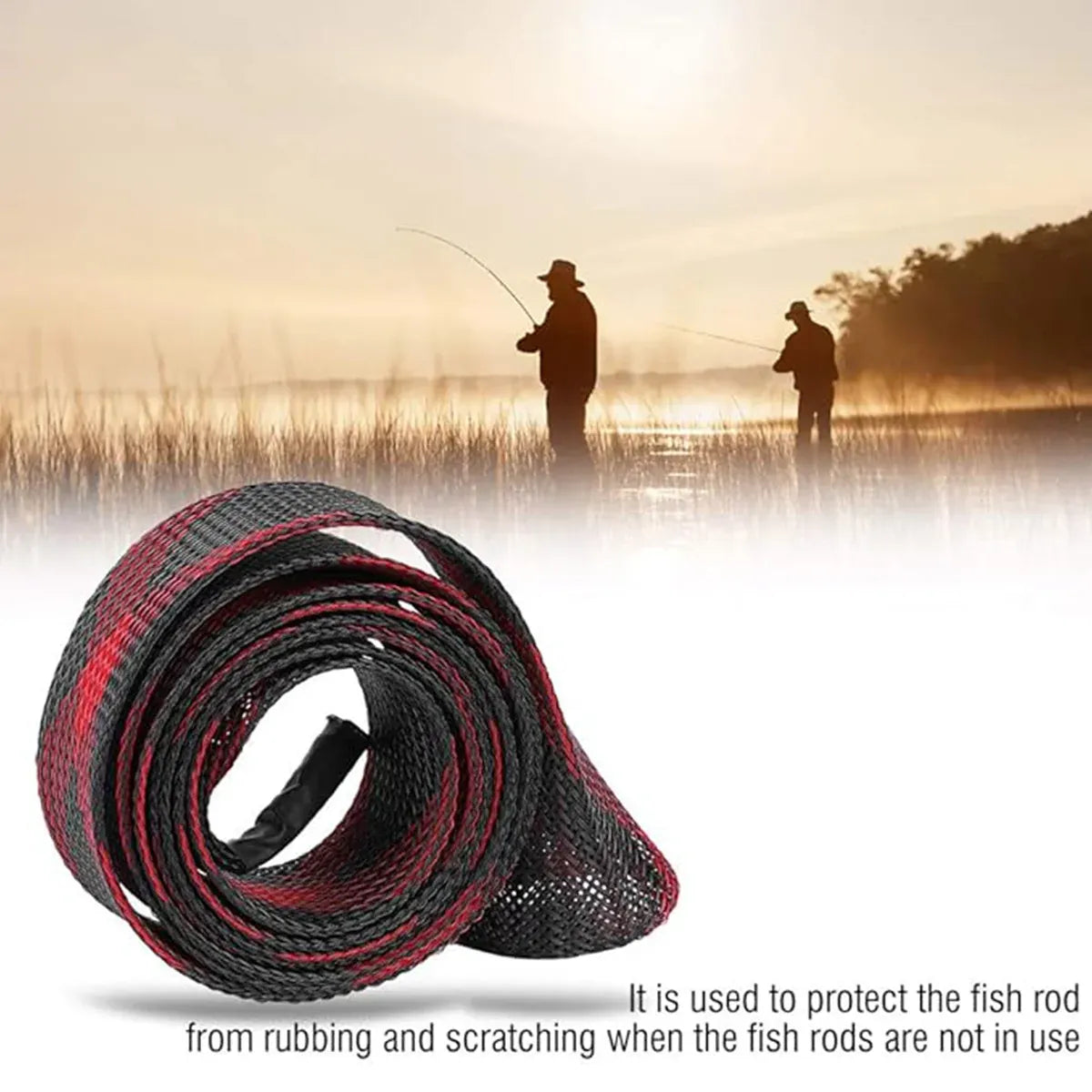 4PCS Retractable Fishing Rod Protector Mesh Tube Durable Lightweight 35x170mm