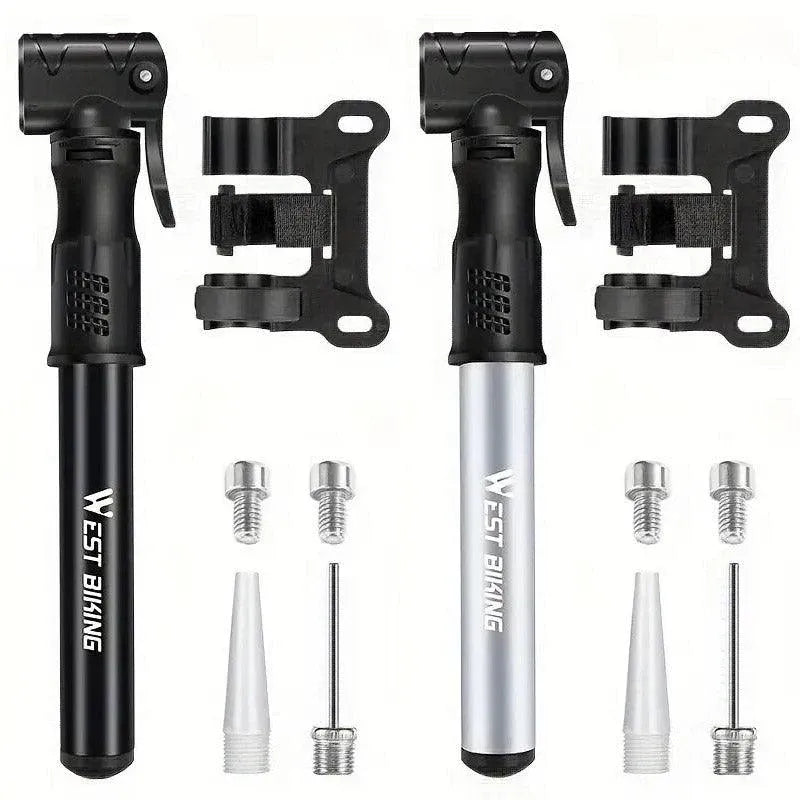 Portable Bicycle Pump Mini Inflatable Tube Pump Tire Inflator for Bike Cycling - Silver