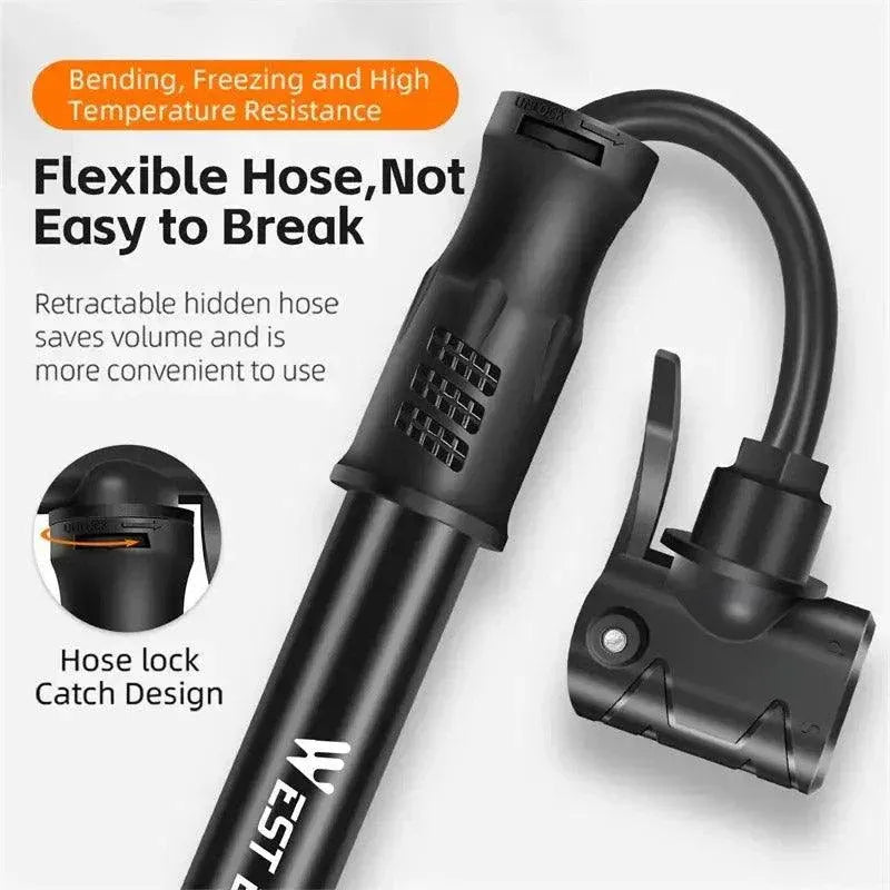 Portable Bicycle Pump Mini Inflatable Tube Pump Tire Inflator for Bike Cycling - Silver