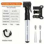 Portable Bicycle Pump Mini Inflatable Tube Pump Tire Inflator for Bike Cycling - Silver