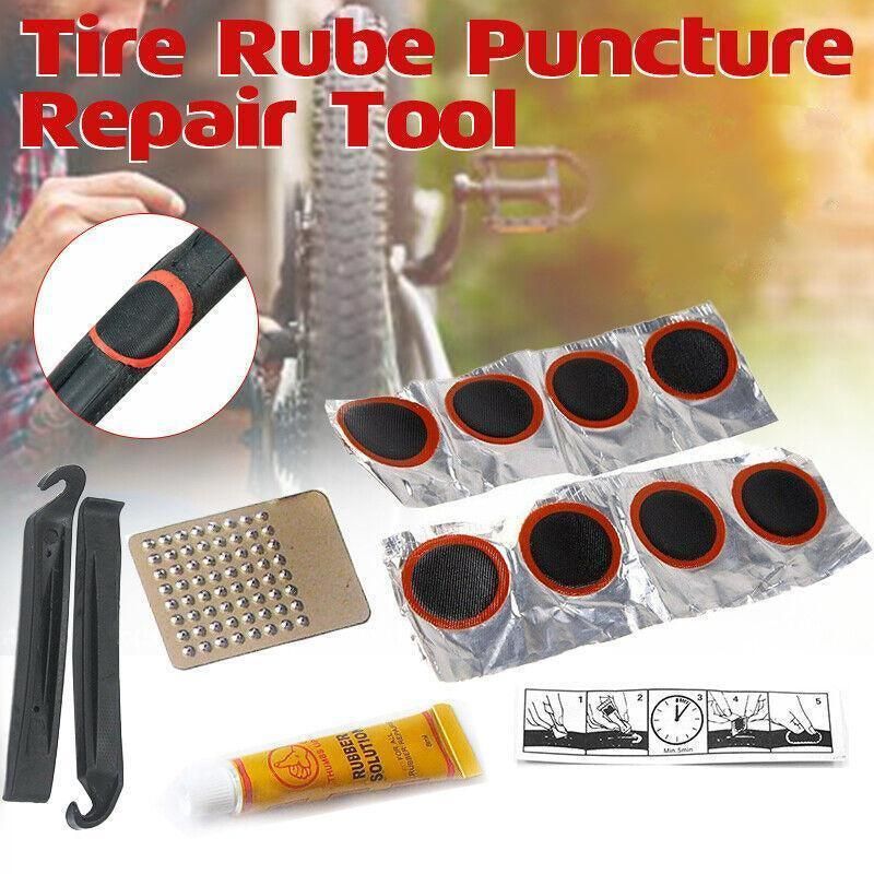 Bike Tube Puncture Repair Kit with Patches Glue Levers for Road MTB Cycling