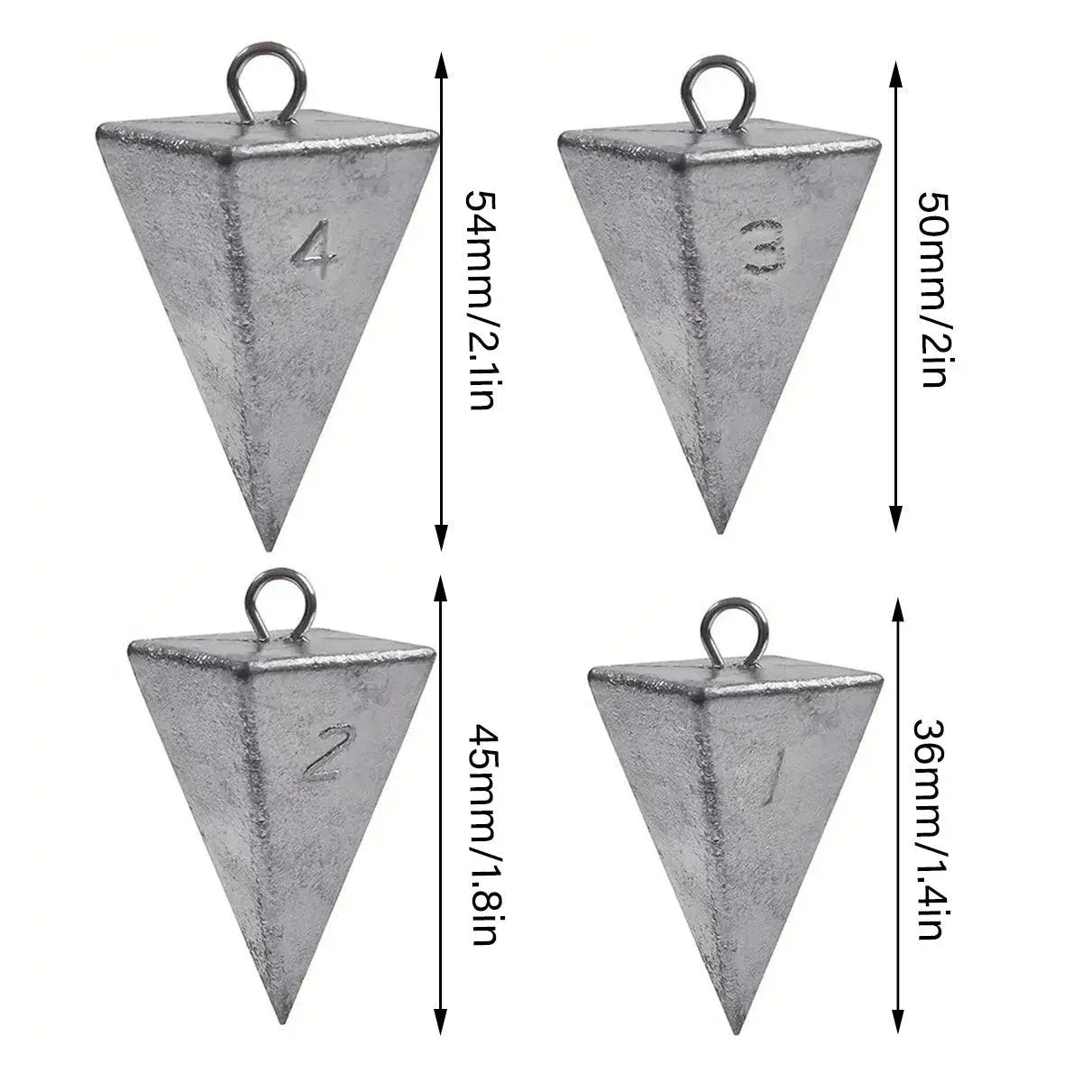 Four Sided Triangular Fishing Lead Sinker with Ring Conical Drop Weight Tackle - 3+4+5+6OZ