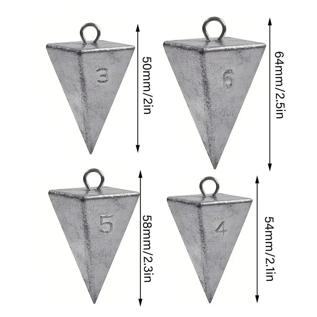 Four Sided Triangular Fishing Lead Sinker with Ring Conical Drop Weight Tackle - 3+4+5+6OZ