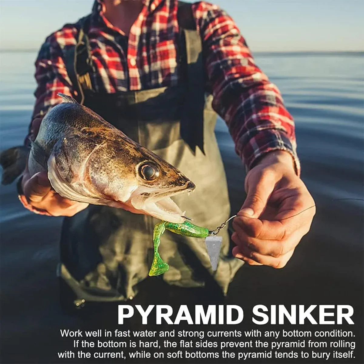 Four Sided Triangular Fishing Lead Sinker with Ring Conical Drop Weight Tackle - 3+4+5+6OZ