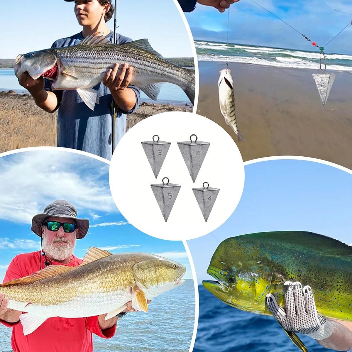 Four Sided Triangular Fishing Lead Sinker with Ring Conical Drop Weight Tackle - 3+4+5+6OZ