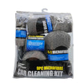 9PCS Car Cleaning Kit Microfiber Towel Wax Sponge Wheel Brush Gloves Set Use - Grey