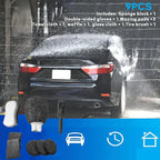 9PCS Car Cleaning Kit Microfiber Towel Wax Sponge Wheel Brush Gloves Set Use - Grey