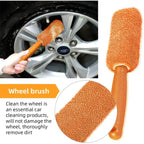 9PCS Car Cleaning Kit Microfiber Towel Wax Sponge Wheel Brush Gloves Set Use - Orange