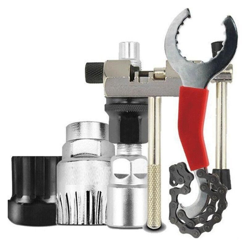 5PCS Bike Repair Tool Kit Crank Puller Chain Breaker Freewheel Bottom Bracket Remover