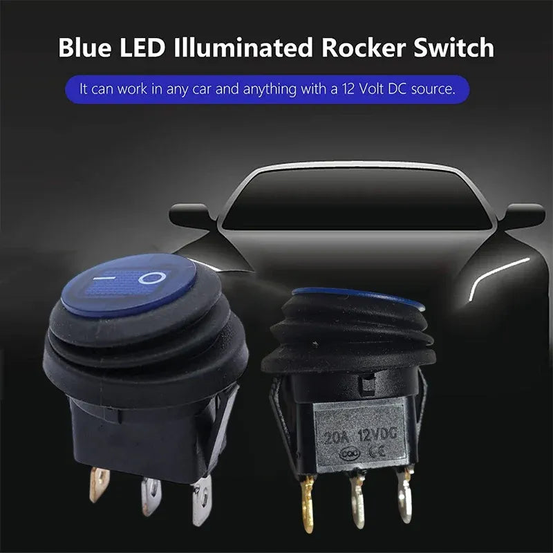 5Pcs/Set 12V 20A Car Spst Auto Marine Boat Round On/Off Rocker Waterproof Switch