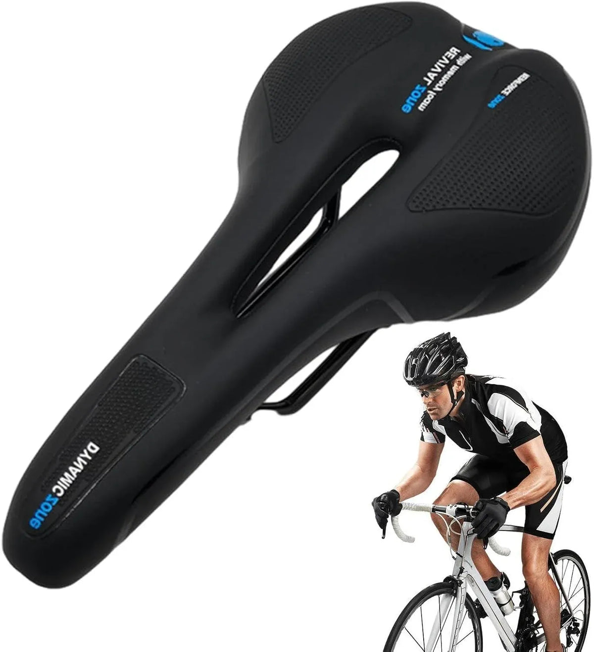 MTB Saddle Hollow Comfort Bicycle Seat Universal Cushion Soft Riding Saddle - Blue
