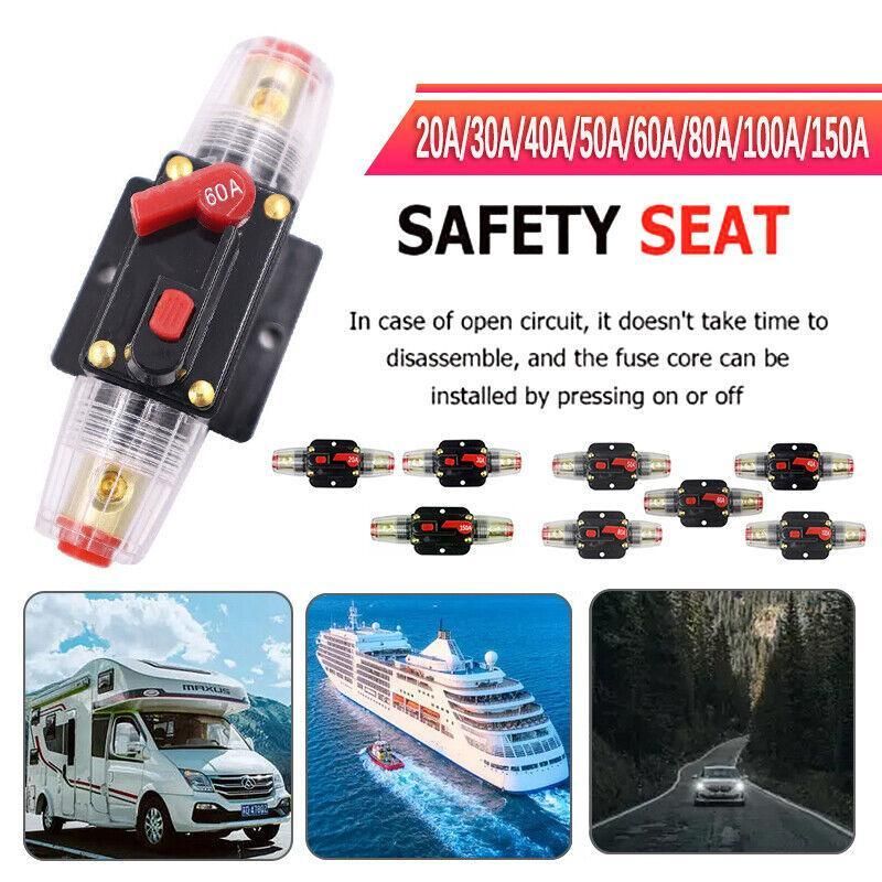 20-150Amp Circuit Breaker Dual Battery Ip67 Waterproof Fuse Manual Reset 12V 24V - 50AMP