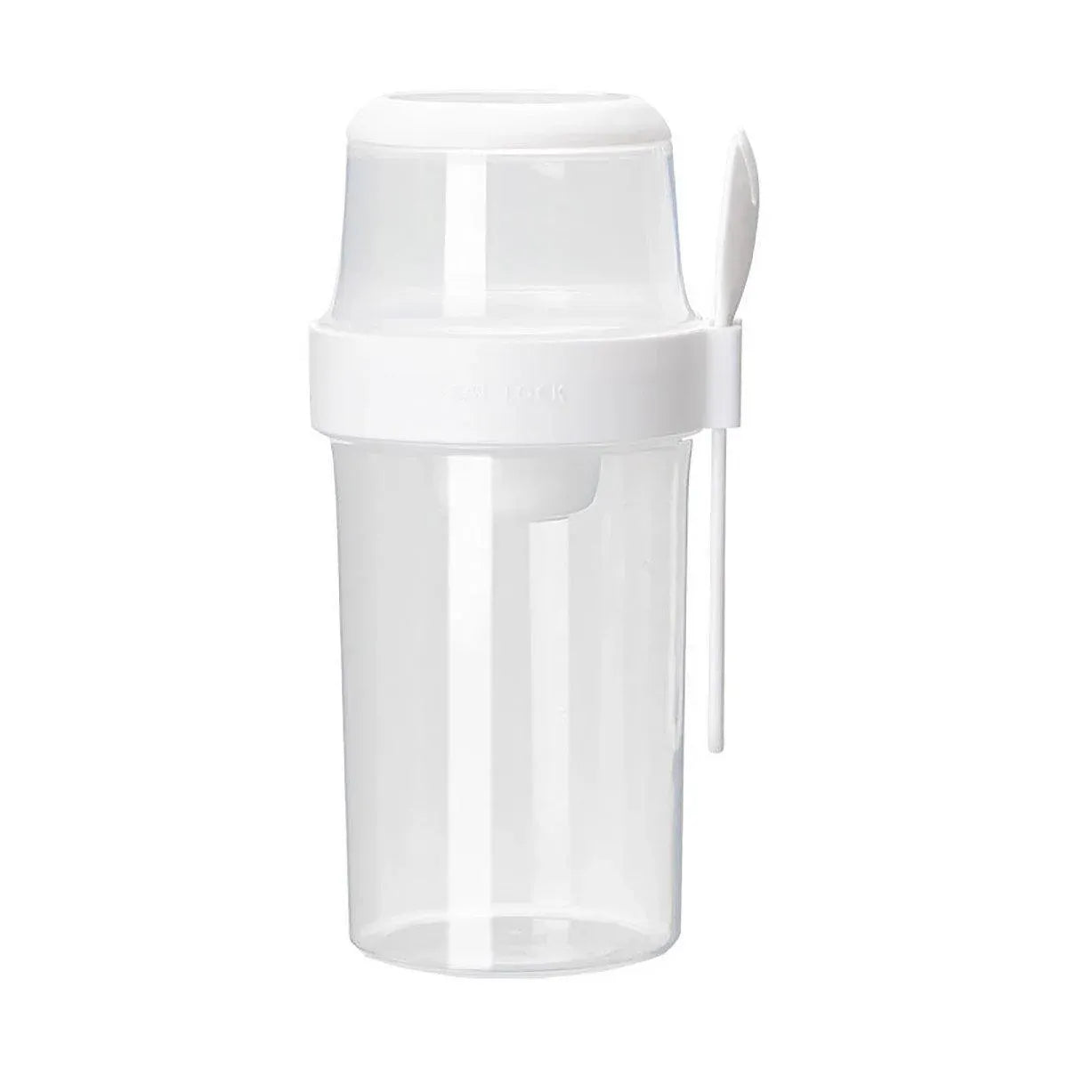 Double Plastic Salad Cup with Fork Sealed Breakfast Container for On-the-Go Meal - 560ml-Pink