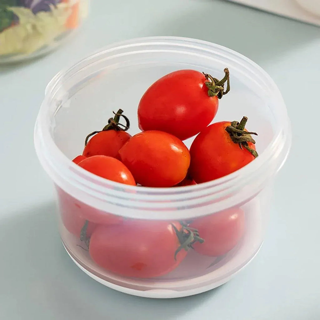Double Plastic Salad Cup with Fork Sealed Breakfast Container for On-the-Go Meal - 560ml-White