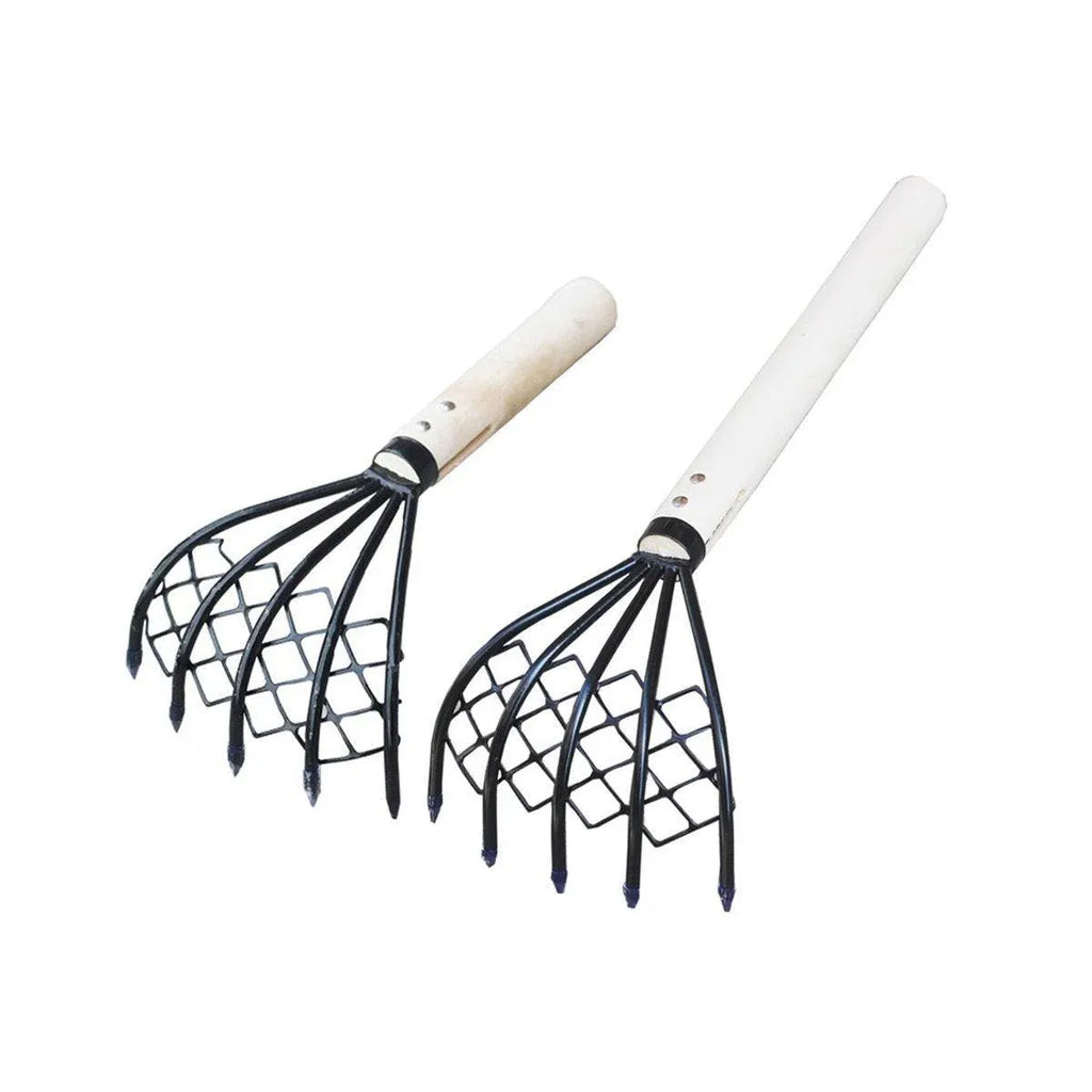2X Clam Rake Net 5Claw Wood Handle Rake Shell Digging Tool Dig Seafood Tool