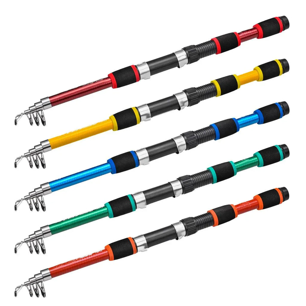 Telescopic Fishing Rod Lightweight Portable Sea Casting Rod Durable Glass Steel - Red