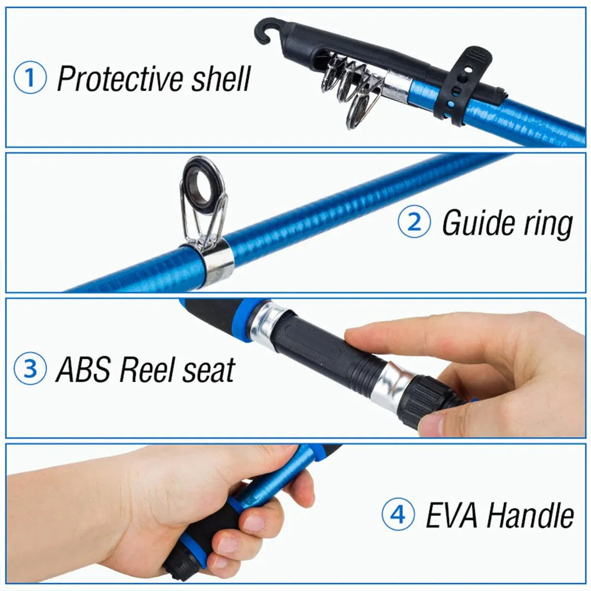 Telescopic Fishing Rod Lightweight Portable Sea Casting Rod Durable Glass Steel - Red