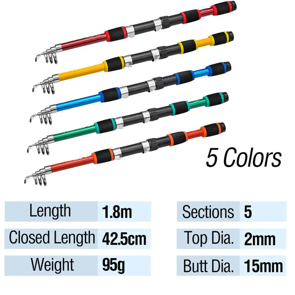 Telescopic Fishing Rod Lightweight Portable Sea Casting Rod Durable Glass Steel - Red