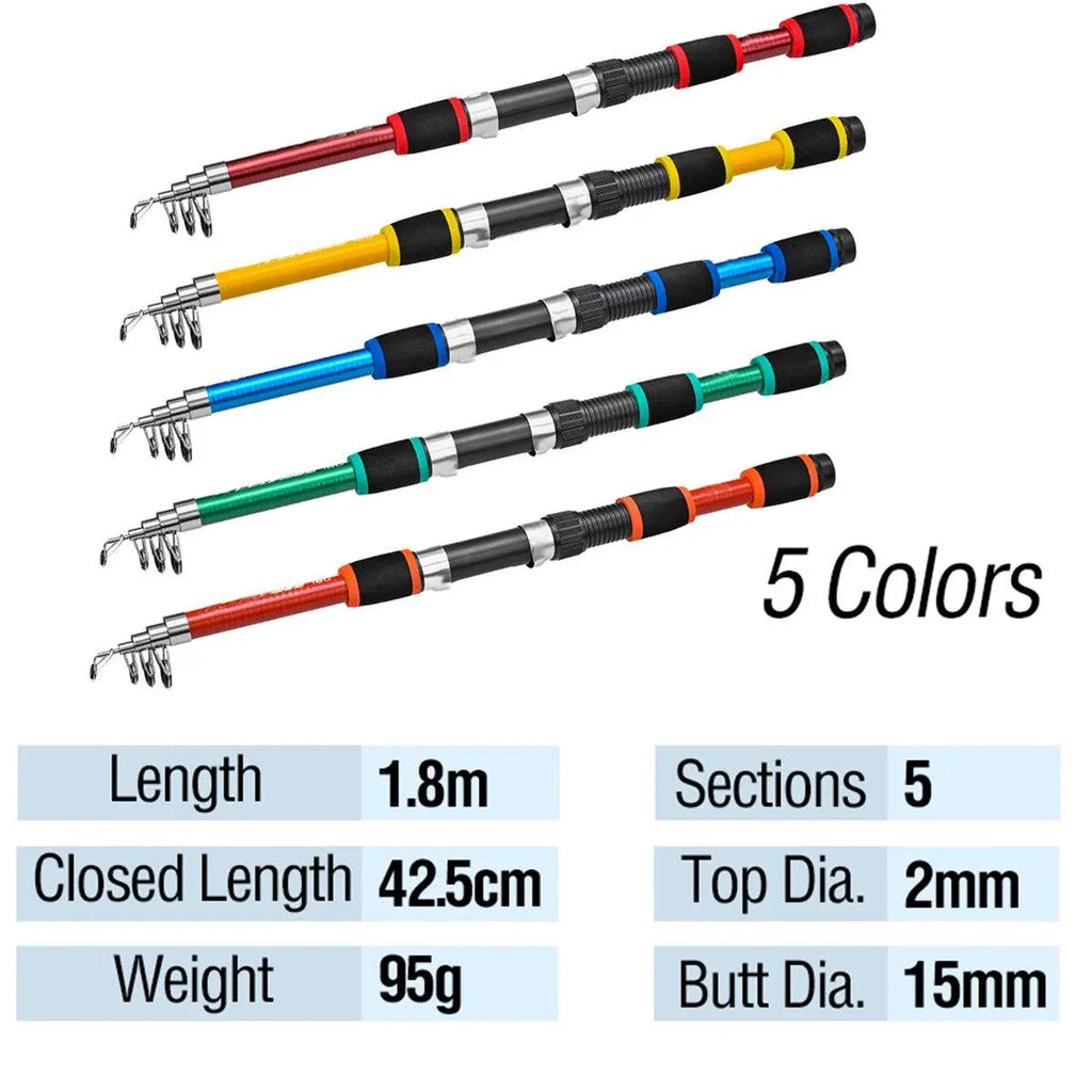 Telescopic Fishing Rod Lightweight Portable Sea Casting Rod Durable Glass Steel - Yellow