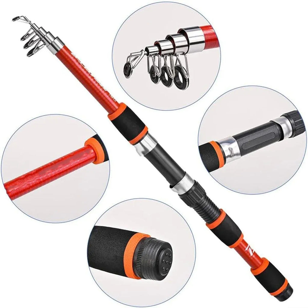 Telescopic Fishing Rod Lightweight Portable Sea Casting Rod Durable Glass Steel - Yellow