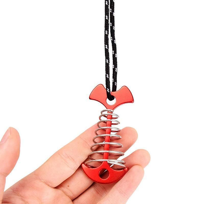 10PCS Spring Fishbone Tent Pegs Deck Anchors for Outdoor Camping and Tarp Setup