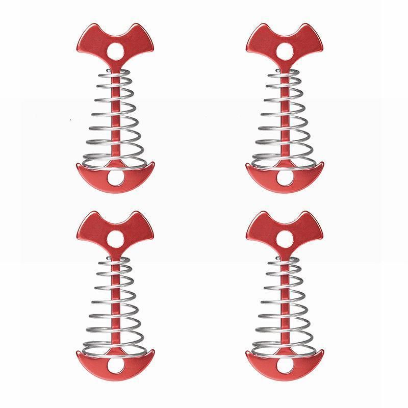 10PCS Spring Fishbone Tent Pegs Deck Anchors for Outdoor Camping and Tarp Setup