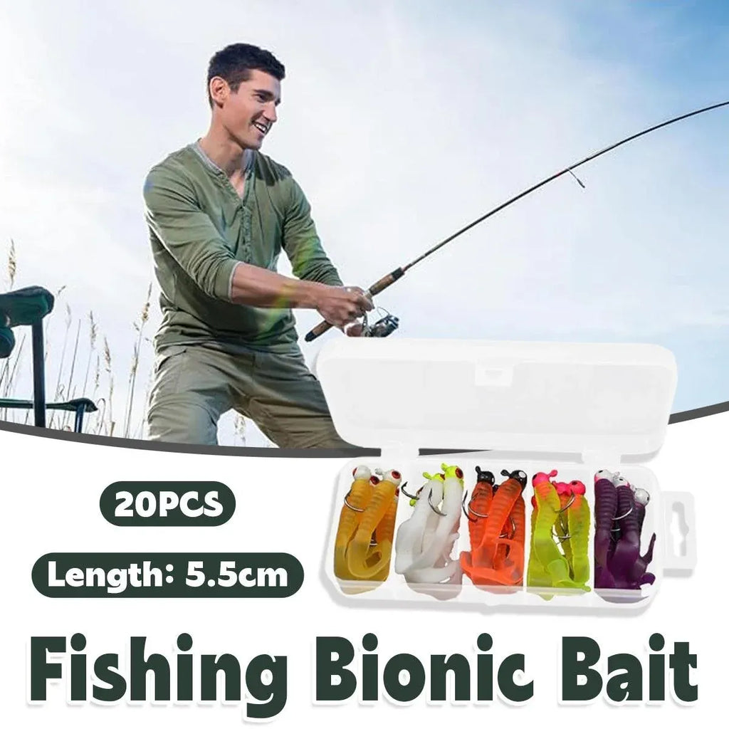 20PCS Soft Fishing Lures Bionic Worm Artificial Bait for Bass Trout Freshwater