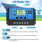 20A Solar Charge Controller 12V 24V LCD 2 USB Ports Lead-Acid Regulator