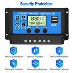 20A Solar Charge Controller 12V 24V LCD 2 USB Ports Lead-Acid Regulator