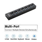 7 Port Usb 3.0 High Speed Extension Hub Splitter Extender For Pc Laptop Macbook - White