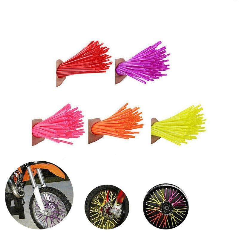 72PCS Wheel Spoke Wrap Sleeves Mountain Bike Bicycle Mtb Wraps Skins Covers - Pink