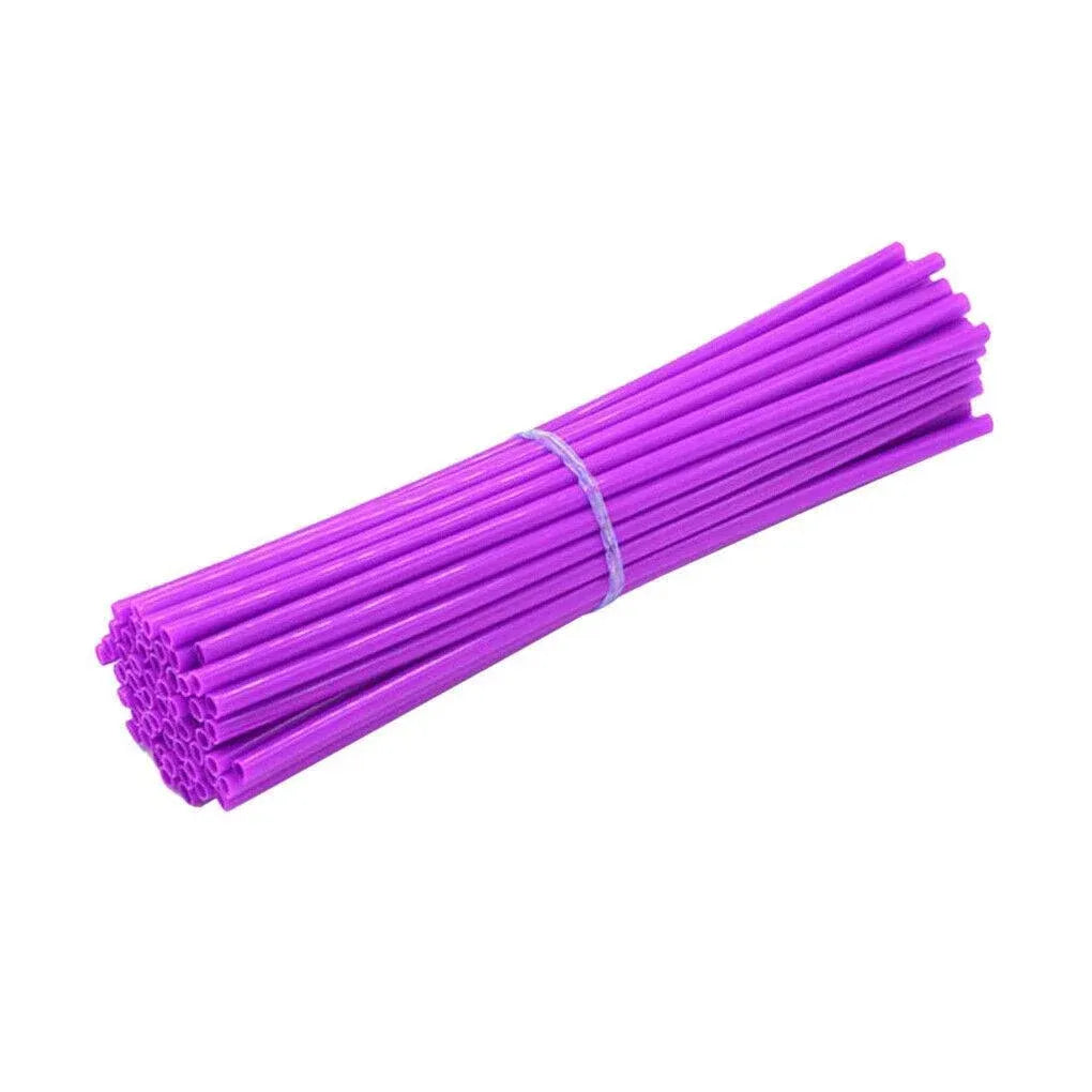 72PCS Wheel Spoke Wrap Sleeves Mountain Bike Bicycle Mtb Wraps Skins Covers - Purple