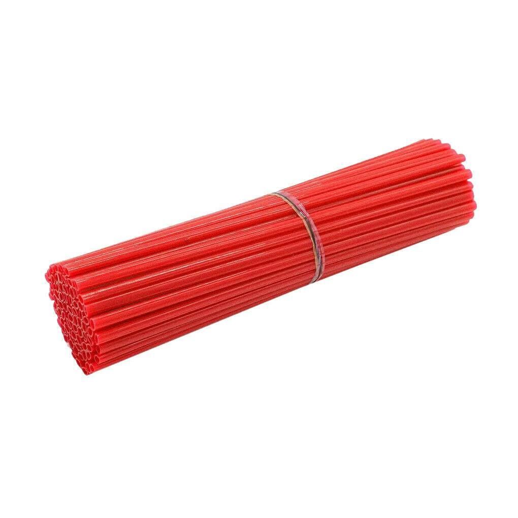 72PCS Wheel Spoke Wrap Sleeves Mountain Bike Bicycle Mtb Wraps Skins Covers - Red