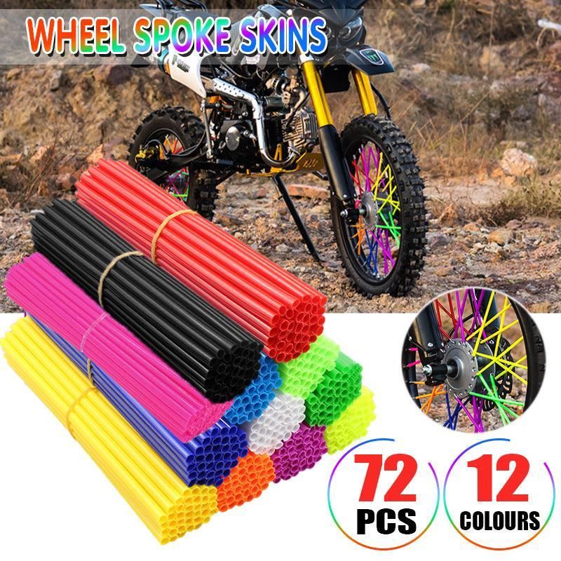 72PCS Wheel Spoke Wrap Sleeves Mountain Bike Bicycle Mtb Wraps Skins Covers - Yellow