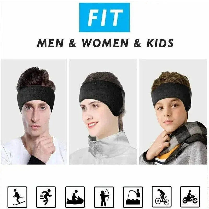Outdoor Winter Fleece Ear Warmer Sports Headband Skiing Warm Earmuffs Headband - Blue
