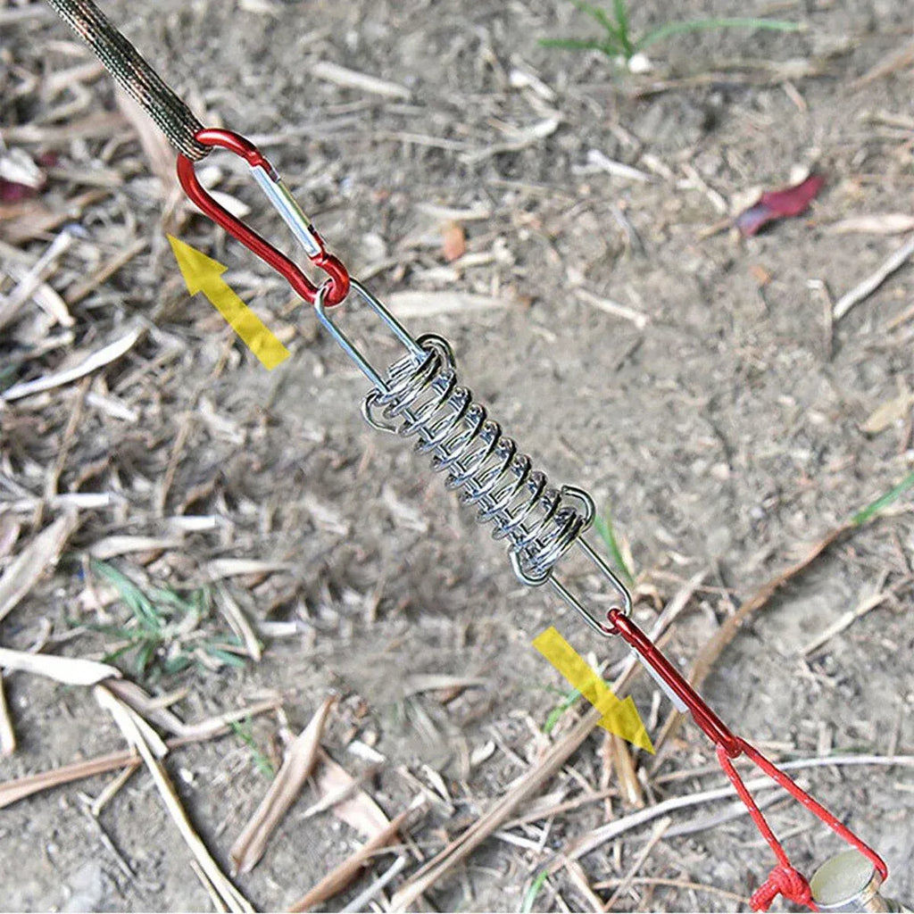 1-15PCS Outdoor Camping Tent Spring Wind Rope Buckle Fix Hook Buckles Silver Red - 10pair