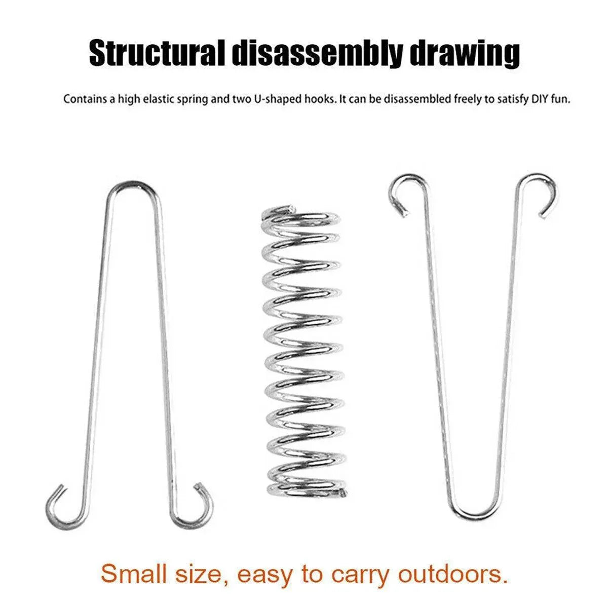 1-15PCS Outdoor Camping Tent Spring Wind Rope Buckle Fix Hook Buckles Silver Red - 1pair