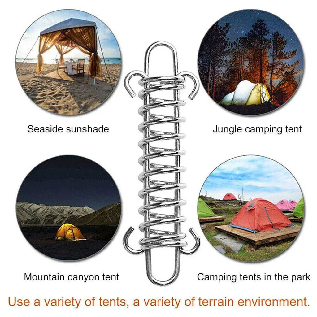 1-15PCS Outdoor Camping Tent Spring Wind Rope Buckle Fix Hook Buckles Silver Red - 1pcs