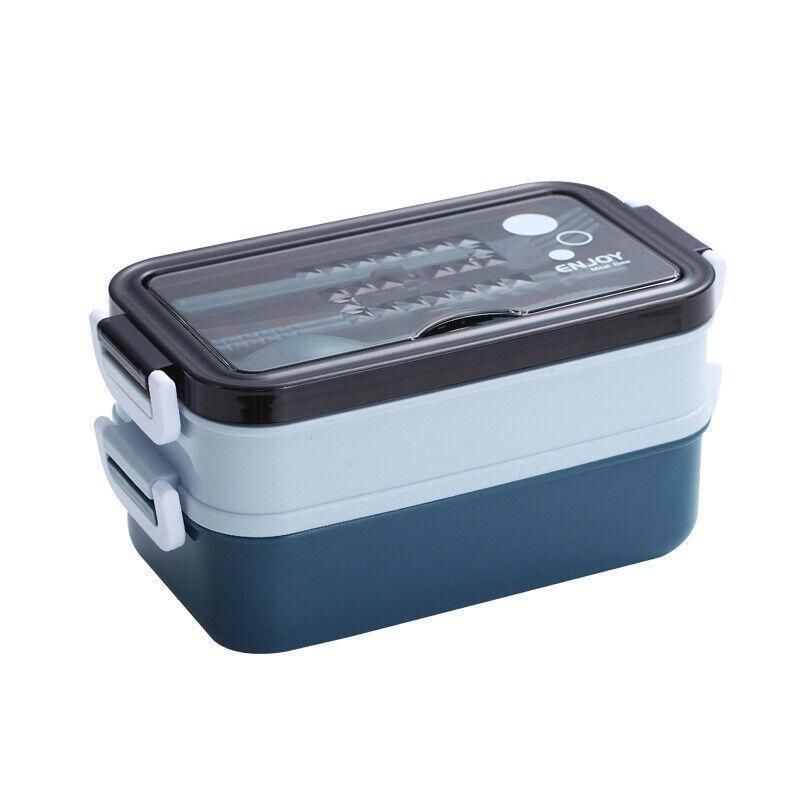 Bento Box Lunch Containers Food Microwave Stainless Portable Dinnerware Au - Blue