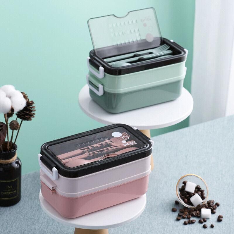 Bento Box Lunch Containers Food Microwave Stainless Portable Dinnerware Au - Blue