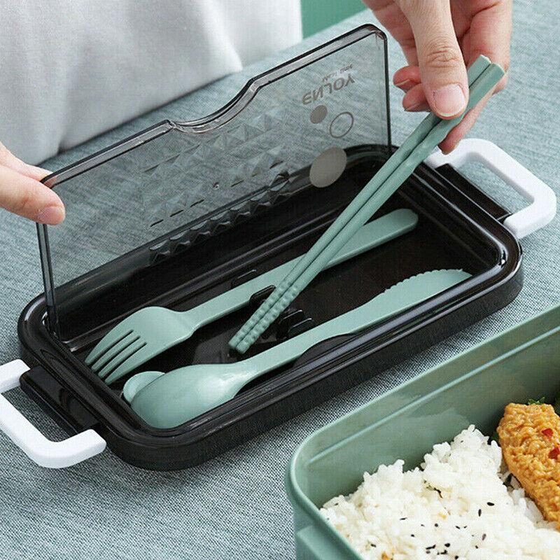 Bento Box Lunch Containers Food Microwave Stainless Portable Dinnerware Au - Blue