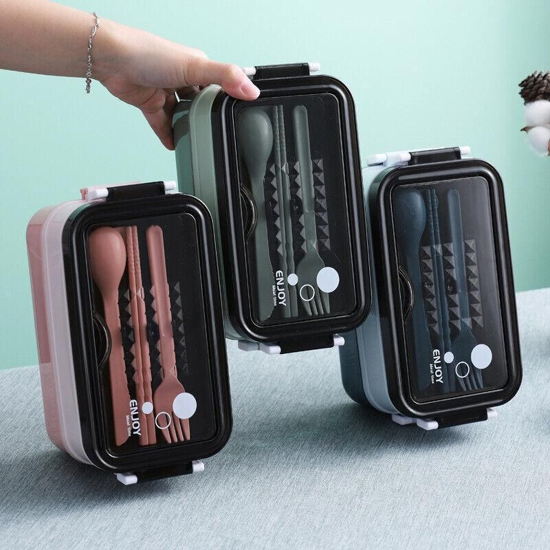 Bento Box Lunch Containers Food Microwave Stainless Portable Dinnerware Au - Pink